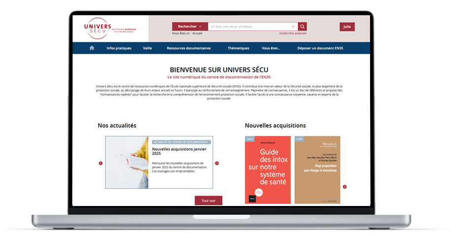 ordinateur qui affiche le site univers-secu